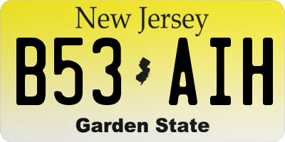 NJ license plate B53AIH