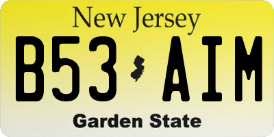 NJ license plate B53AIM