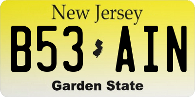 NJ license plate B53AIN