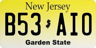 NJ license plate B53AIO
