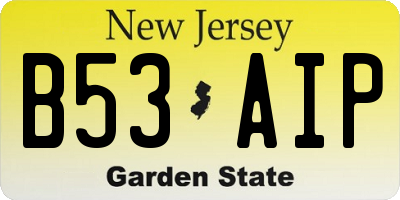 NJ license plate B53AIP