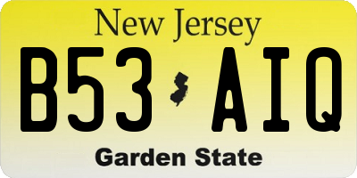 NJ license plate B53AIQ