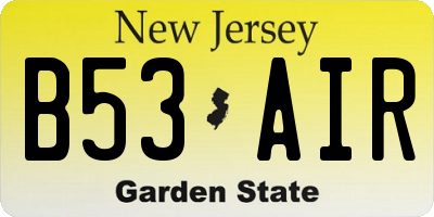 NJ license plate B53AIR