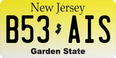 NJ license plate B53AIS
