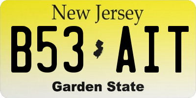 NJ license plate B53AIT