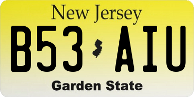 NJ license plate B53AIU