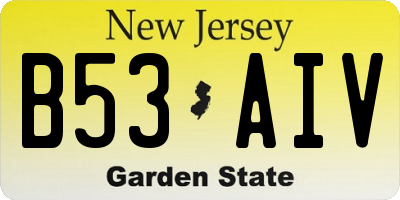 NJ license plate B53AIV