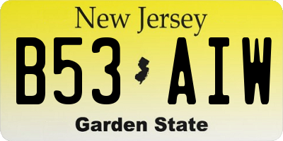 NJ license plate B53AIW