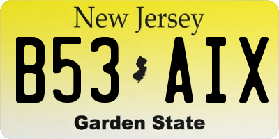 NJ license plate B53AIX