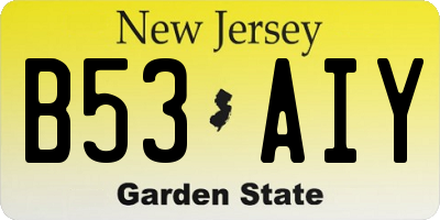 NJ license plate B53AIY