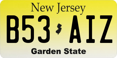 NJ license plate B53AIZ