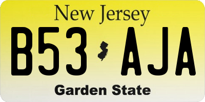 NJ license plate B53AJA