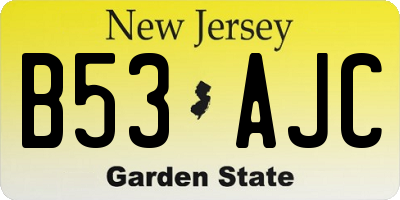 NJ license plate B53AJC