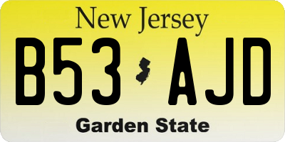 NJ license plate B53AJD