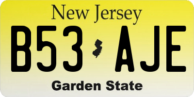 NJ license plate B53AJE