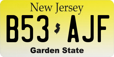 NJ license plate B53AJF
