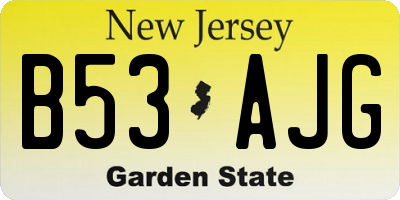 NJ license plate B53AJG