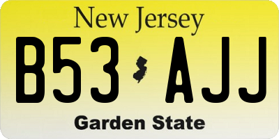 NJ license plate B53AJJ