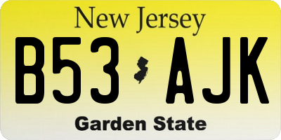 NJ license plate B53AJK