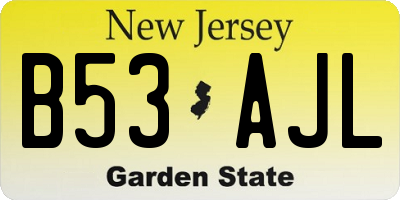 NJ license plate B53AJL