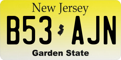 NJ license plate B53AJN