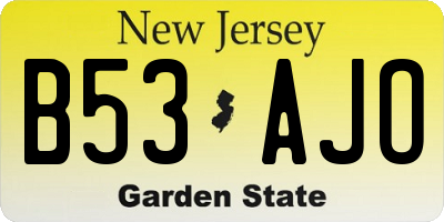 NJ license plate B53AJO