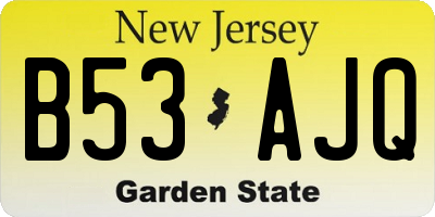 NJ license plate B53AJQ