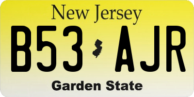 NJ license plate B53AJR