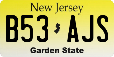 NJ license plate B53AJS