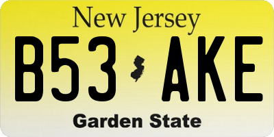 NJ license plate B53AKE