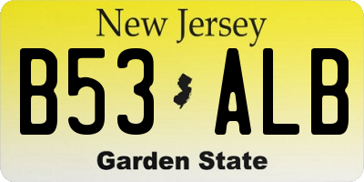 NJ license plate B53ALB