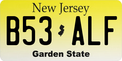 NJ license plate B53ALF