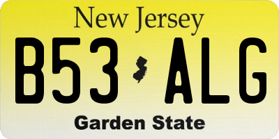 NJ license plate B53ALG
