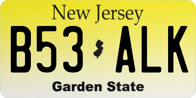 NJ license plate B53ALK