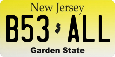 NJ license plate B53ALL