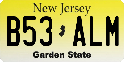 NJ license plate B53ALM