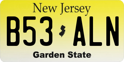 NJ license plate B53ALN