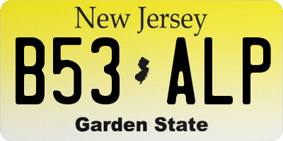 NJ license plate B53ALP