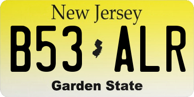 NJ license plate B53ALR