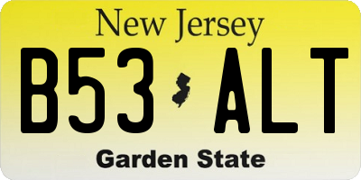 NJ license plate B53ALT