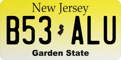 NJ license plate B53ALU