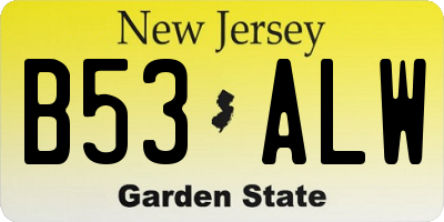 NJ license plate B53ALW
