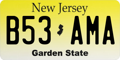 NJ license plate B53AMA