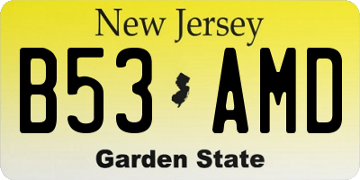 NJ license plate B53AMD