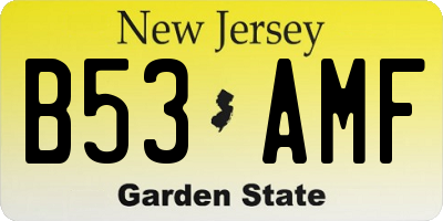 NJ license plate B53AMF