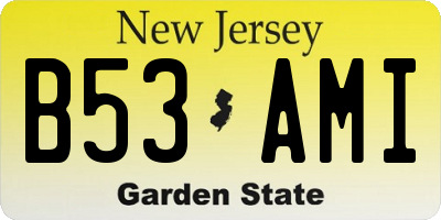 NJ license plate B53AMI