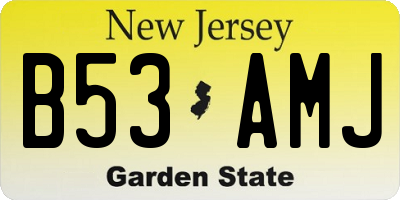 NJ license plate B53AMJ