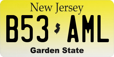 NJ license plate B53AML