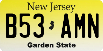 NJ license plate B53AMN