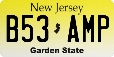 NJ license plate B53AMP